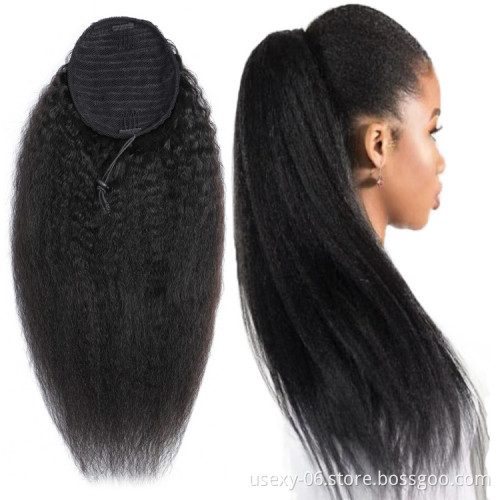 Wholesale Drawstring Ponytail Hair Extension Raw Virgin Brazilian Wrap Around Human Hair Ponytail